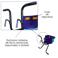 Cadeirinha Criança Bicicleta Assento Luxo C/ Cinto Azul