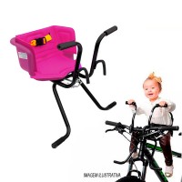 Cadeirinha Criança Bicicleta Assento Luxo C/ Cinto Rosa