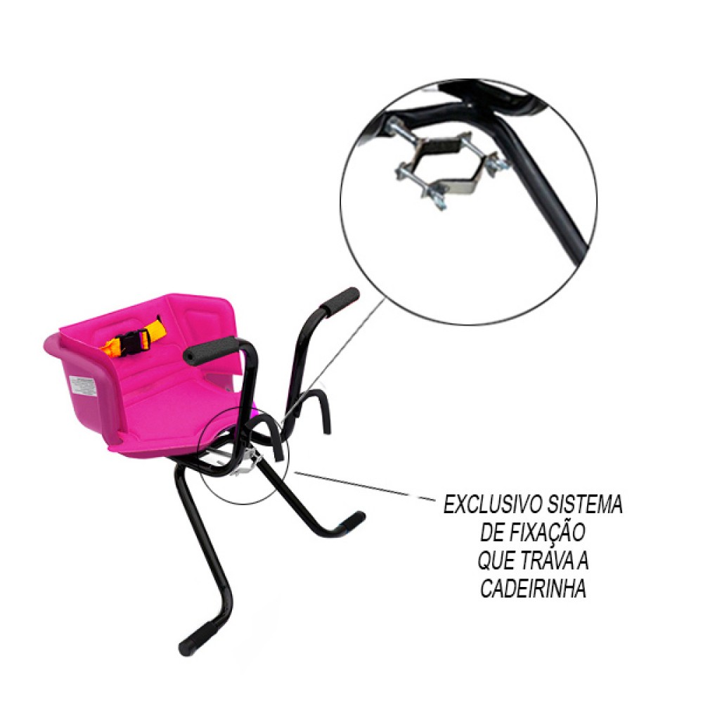 Cadeirinha Criança Bicicleta Assento Luxo C/ Cinto Rosa Cadeirinha Criança Bicicleta Assento Luxo C/ Cinto Rosa