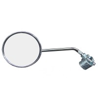 Espelho Retrovisor Redondo Aço C/Haste Refletor Cromado