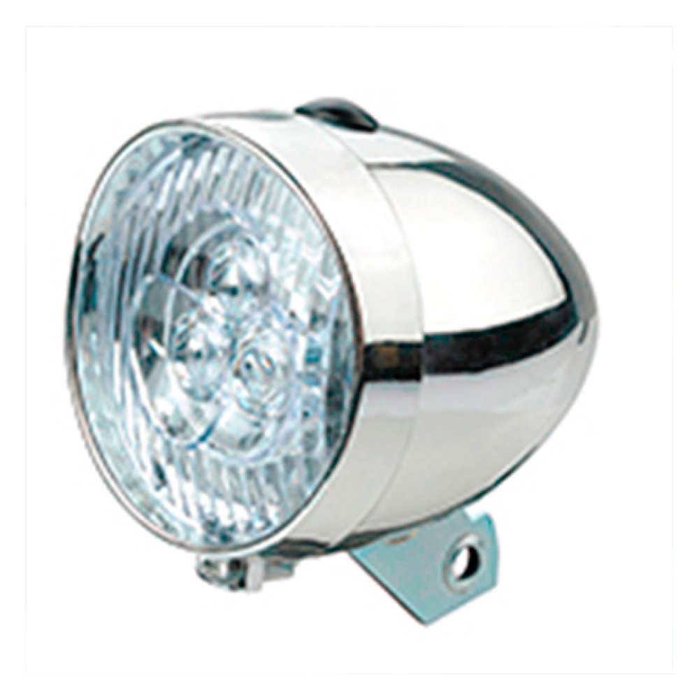 Farol Lanterna Bike Retrô Redondo 03 Led JY-592A Cromado