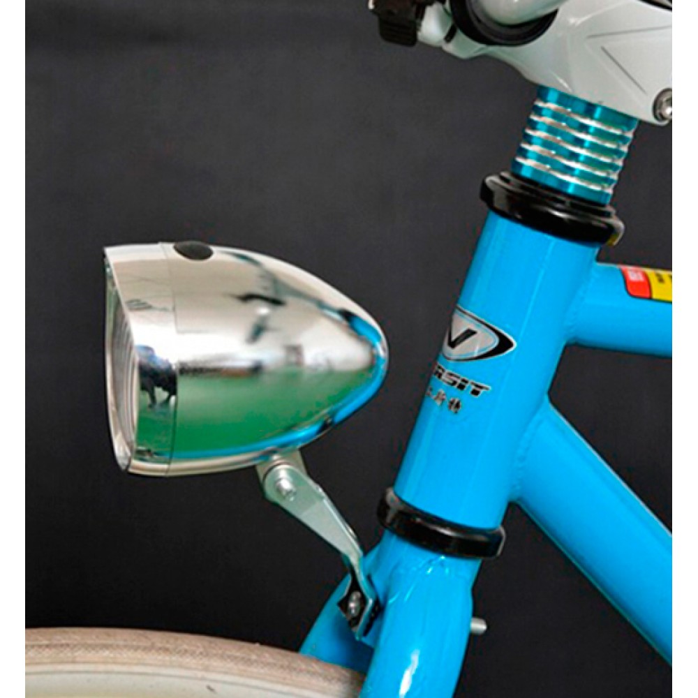 Farol Lanterna Bike Retrô Redondo 03 Led JY-592A Cromado Farol Lanterna Bike Retrô Redondo 03 Led JY-592A Cromado