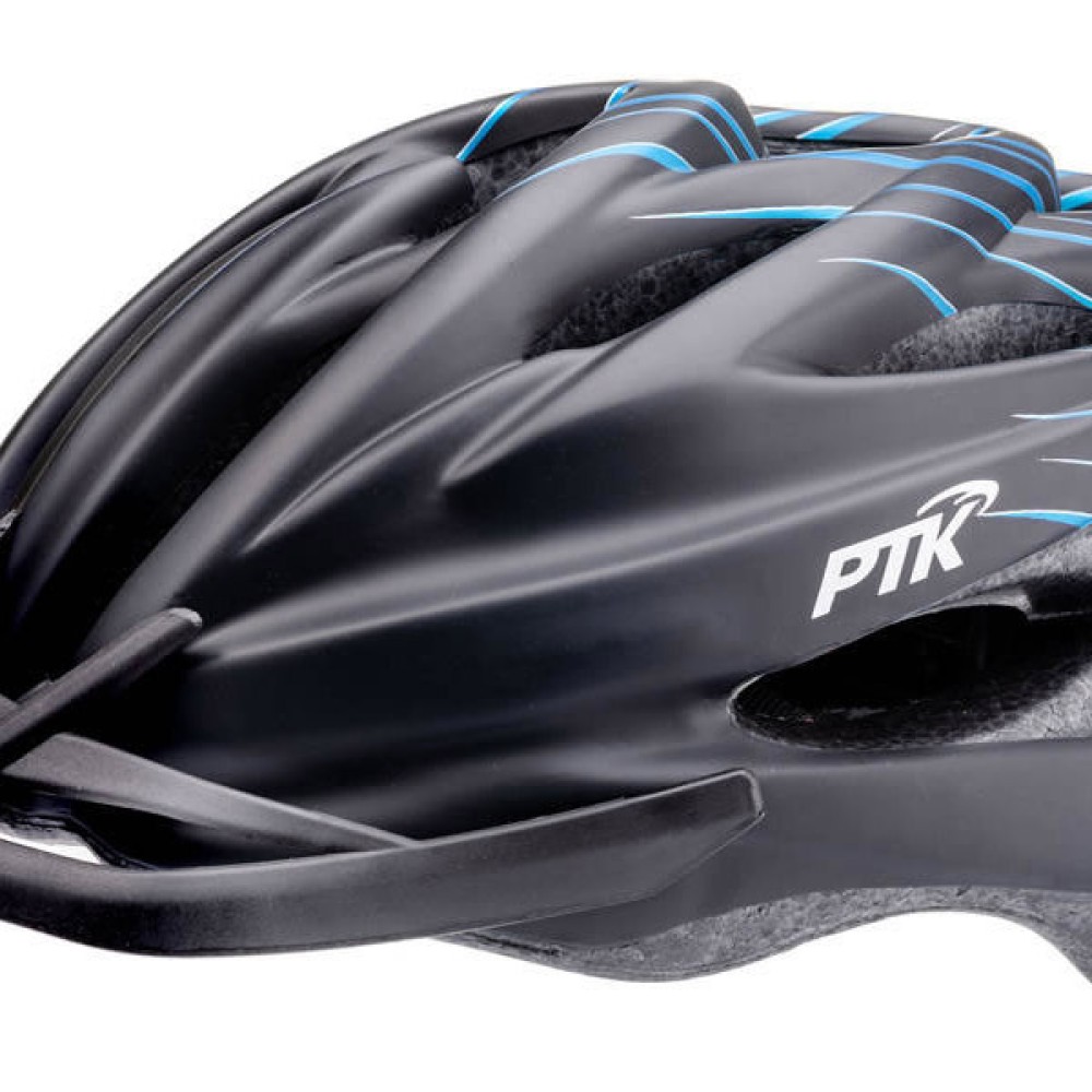 Capacete Ciclismo Adulto Runner Line Grande Preto C/ Azul Capacete Ciclismo Adulto Runner Line Grande Preto C/ Azul