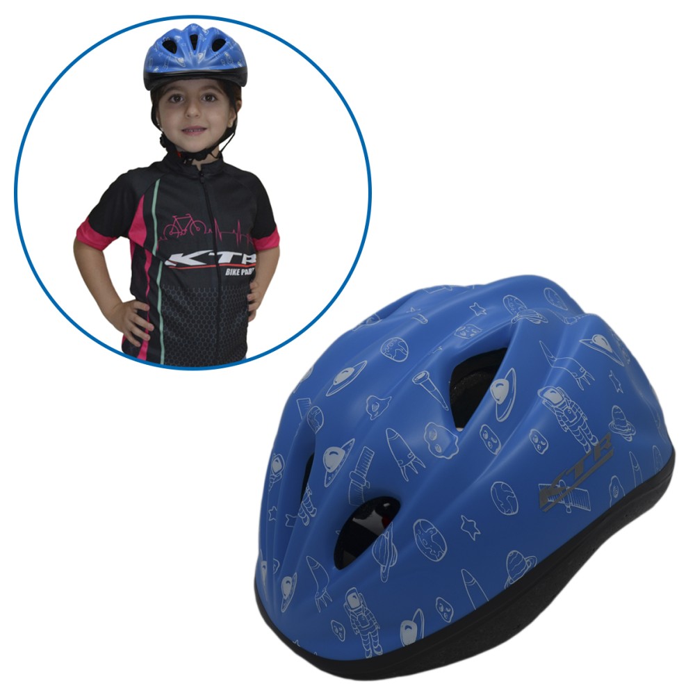Capacete Ciclismo Bike Infantil Kids Astronauta Azul Branco Capacete Ciclismo Bike Infantil Kids Astronauta Azul Branco