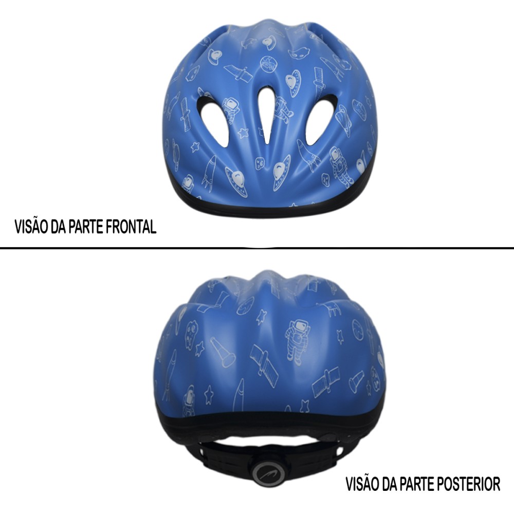 Capacete Ciclismo Bike Infantil Kids Astronauta Azul Branco Capacete Ciclismo Bike Infantil Kids Astronauta Azul Branco