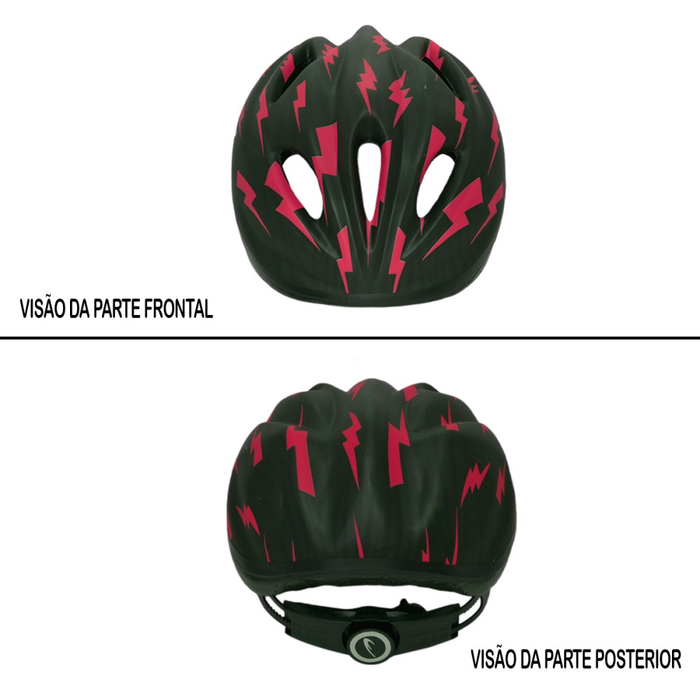 Capacete Ciclismo Bike Infantil Kids Raio Preto Com Rosa Capacete Ciclismo Bike Infantil Kids Raio Preto Com Rosa