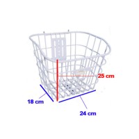Cesta Cestinha Aramada C/ Tampa Bicicleta 24/26 Retro Branco