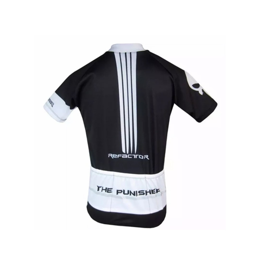 Camisa Ciclismo Refactor Justiceiro Tam. G Preto C/ Branco Camisa Ciclismo Refactor Justiceiro Tam. G Preto C/ Branco