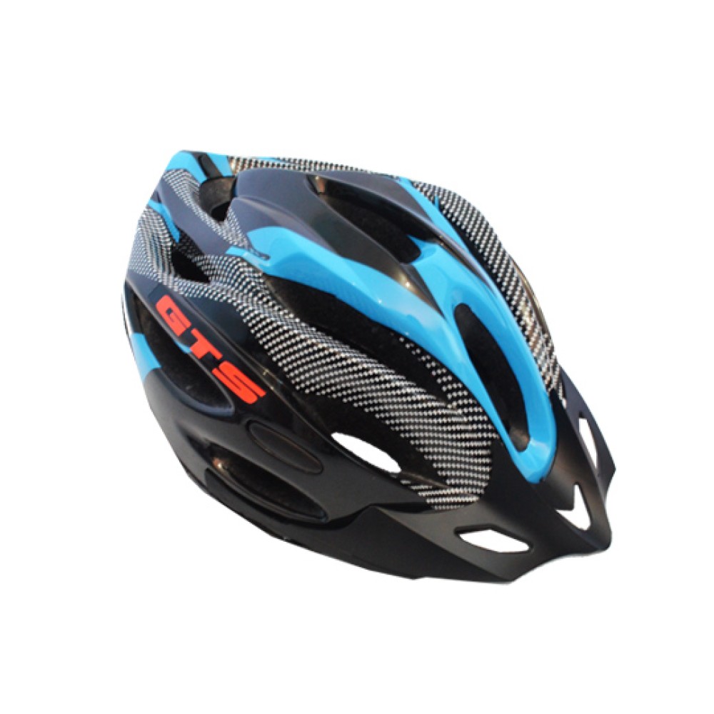 Capacete Ciclismo Adulto Grande GTS C/ Led Preto C/ Azul 