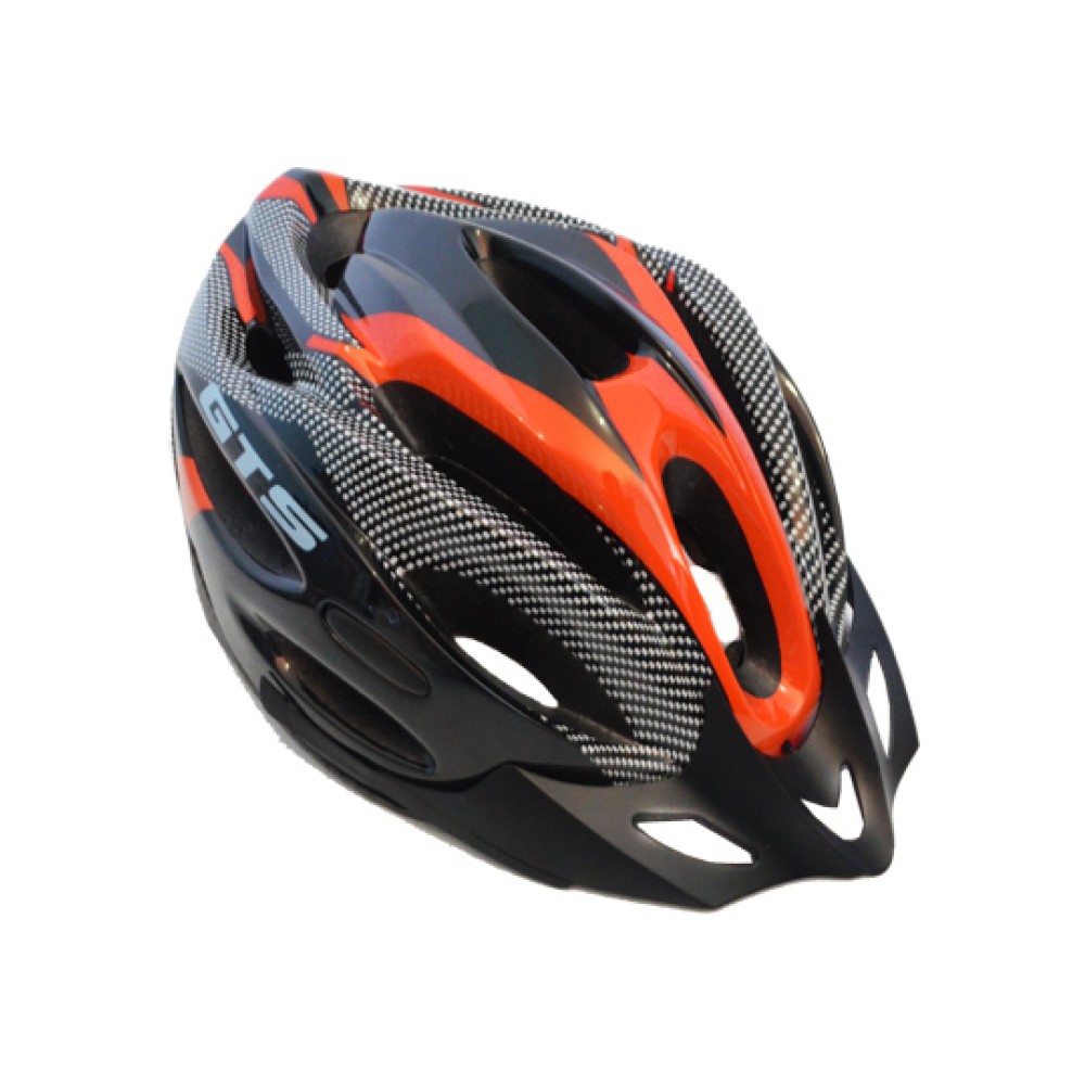 Capacete Ciclismo Adulto Grande GTS C/ Led Preto C/ Laranja
