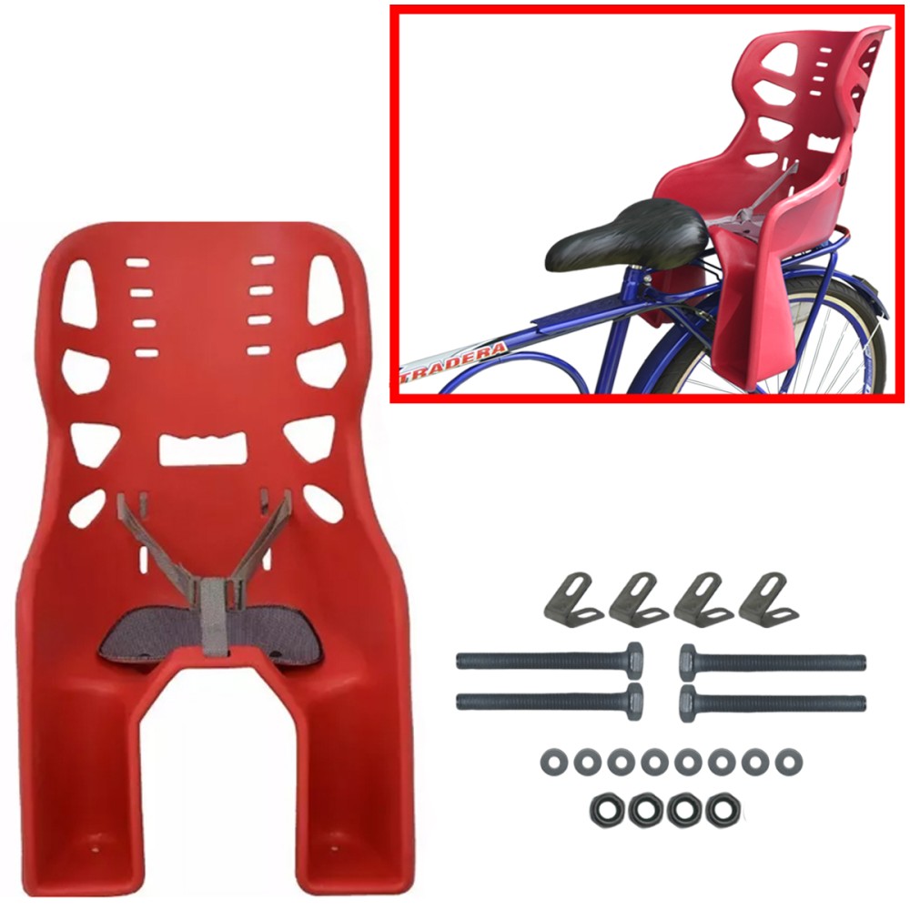 Cadeirinha Crianca Traseira Bagageiro Carona Bike Vermelho