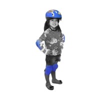 Kit Capacete Cotoveleira Joelheira Infantil Bike Skate Azul