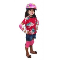 Kit Capacete Cotoveleira Joelheira Infantil Bike Skate Rosa