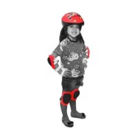 Kit Capacete Cotoveleira Joelheira Infantil Bike Skate Vermelho