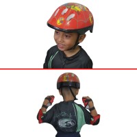 Kit Capacete Cotoveleira Joelheira Infantil Bike Skate Verme