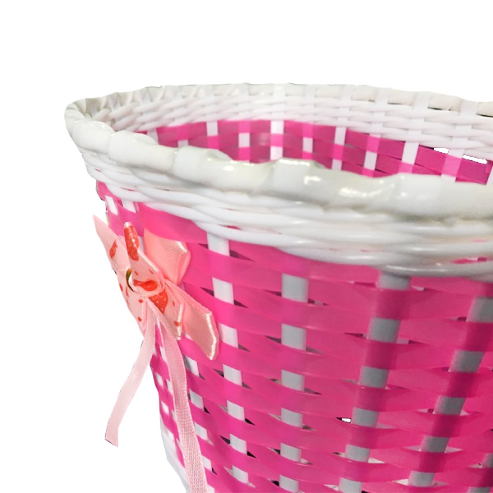 Cesta Bicicleta 16 Infantil Plastica Lacinho Rosa c/ Branco Cesta Bicicleta 16 Infantil Plastica Lacinho Rosa c/ Branco