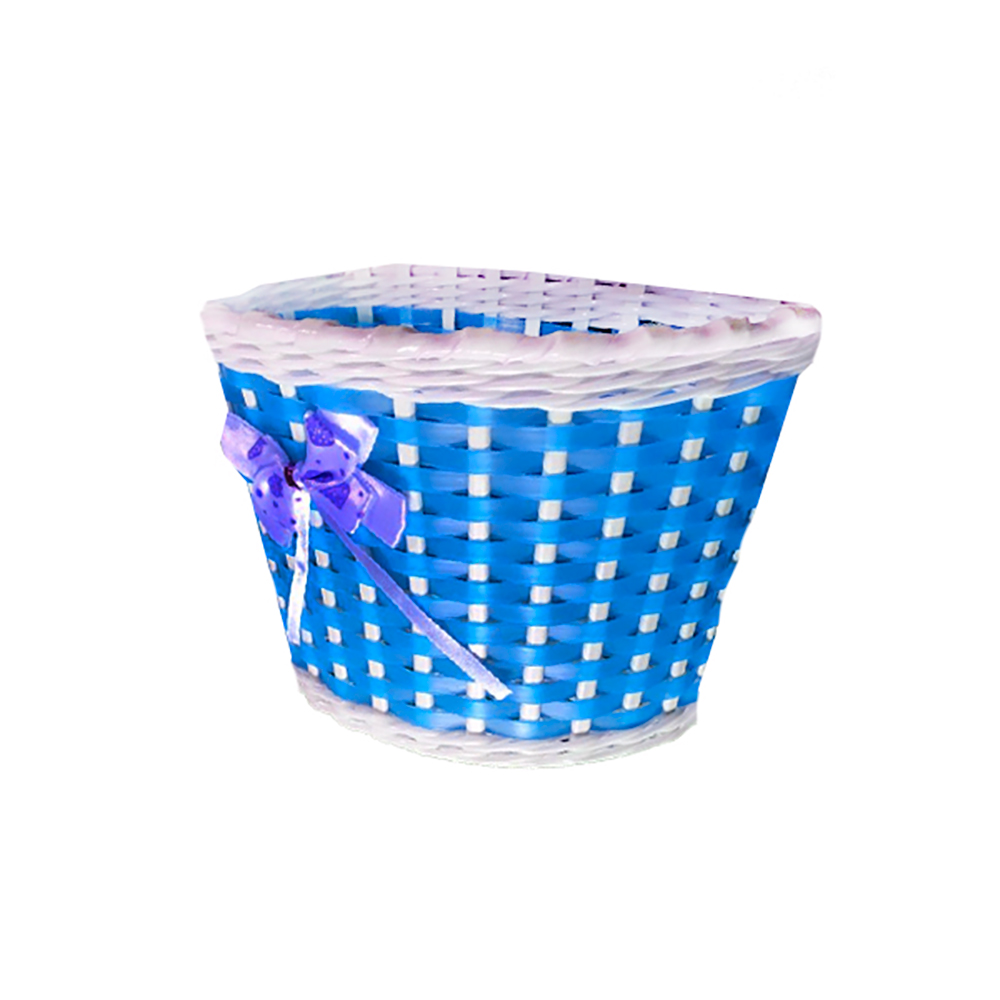Cesta Bicicleta 16 Infantil Plastica Lacinho Azul C/ Branco
