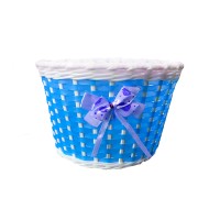 Cesta Bicicleta 16 Infantil Plastica Lacinho Azul C/ Branco