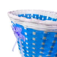 Cesta Bicicleta 16 Infantil Plastica Lacinho Azul C/ Branco