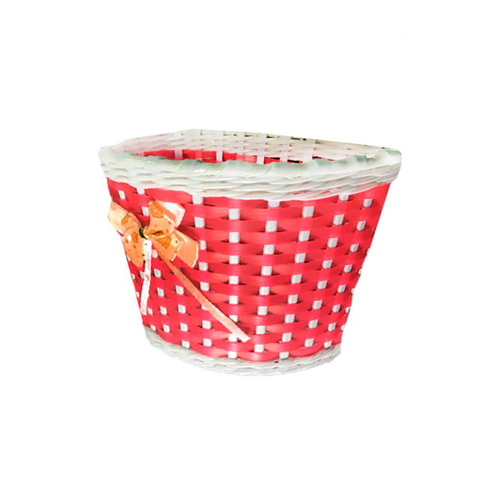 Cesta Bicicleta 16 Infantil Plastica Lacinho Verm C/ Branco