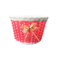Cesta Bicicleta 16 Infantil Plastica Lacinho Verm C/ Branco