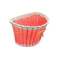 Cesta Bicicleta 16 Infantil Plastica Lacinho Verm C/ Branco