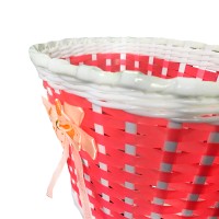 Cesta Bicicleta 16 Infantil Plastica Lacinho Verm C/ Branco