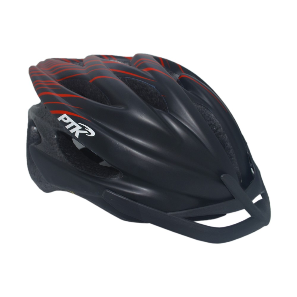 Capacete Ciclismo Adulto Runner Line Grande Preto C/ Vermelho