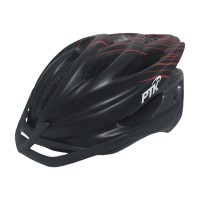 Capacete Ciclismo Adulto Runner Line Grande Preto C/ Vermelho