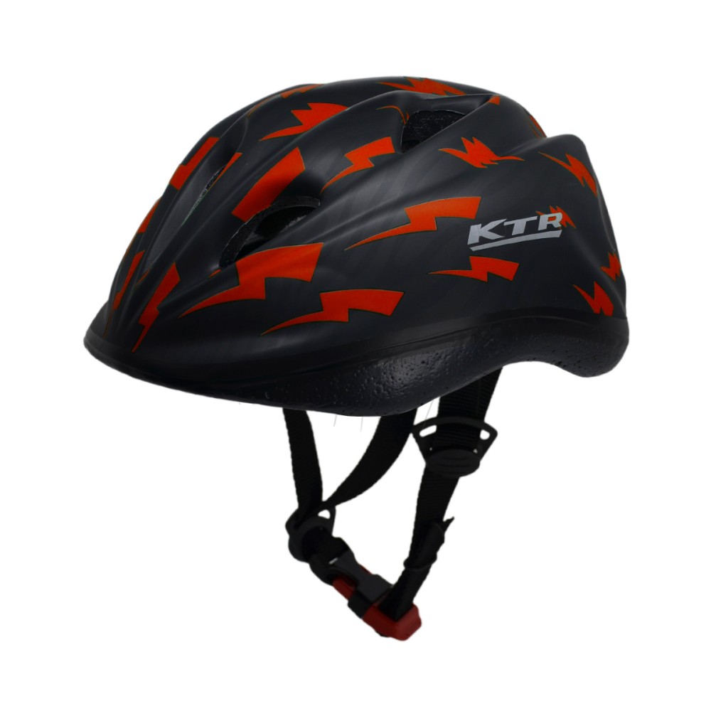 Capacete Ciclismo Infantil Kids Raio Preto Com Laranja