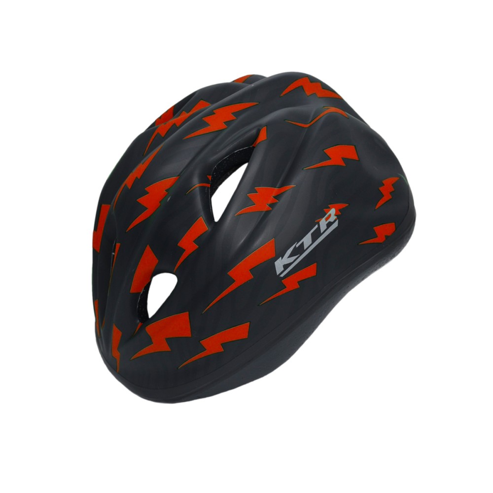 Capacete Ciclismo Infantil Kids Raio Preto Com Laranja Capacete Ciclismo Infantil Kids Raio Preto Com Laranja