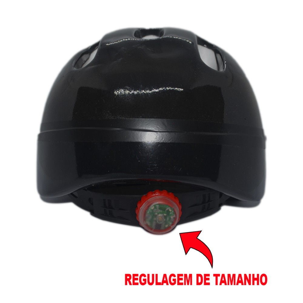 Capacete Ciclismo Infantil Kids Flame KB-11 C/ LED Preto Fire Capacete Ciclismo Infantil Kids Flame KB-11 C/ LED Preto Fire