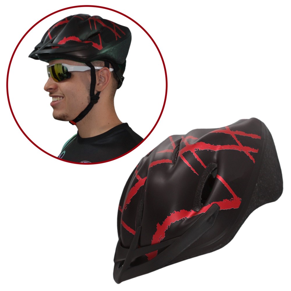 Capacete Ciclismo Bike Adulto Podium Grande Preto Vermelho Capacete Ciclismo Bike Adulto Podium Grande Preto Vermelho