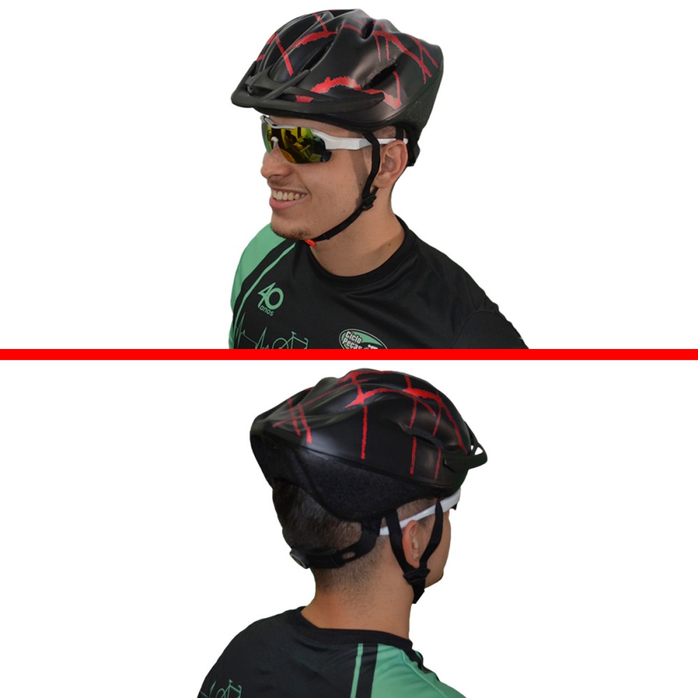 Capacete Ciclismo Bike Adulto Podium Grande Preto Vermelho Capacete Ciclismo Bike Adulto Podium Grande Preto Vermelho