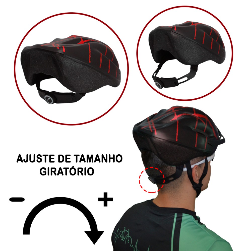 Capacete Ciclismo Bike Adulto Podium Grande Preto Vermelho Capacete Ciclismo Bike Adulto Podium Grande Preto Vermelho