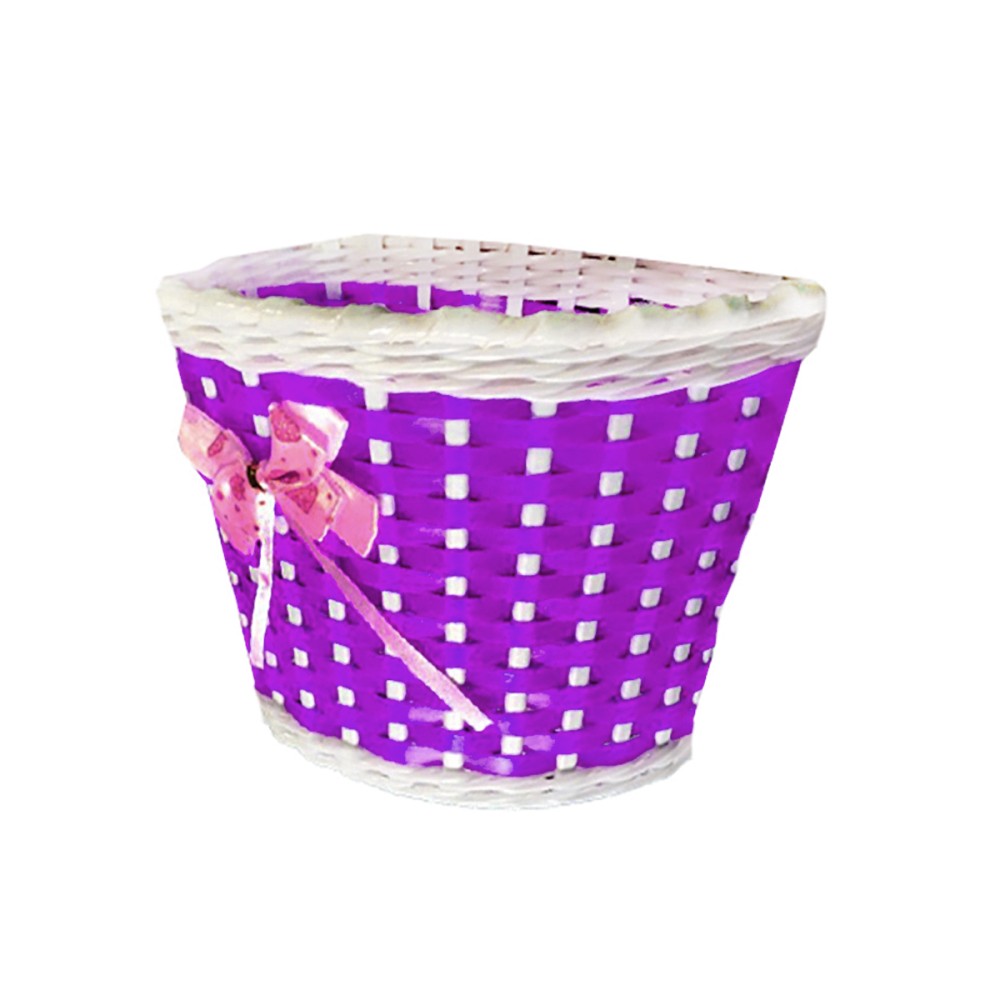 Cesta Bicicleta 16 Infantil Plastica Lacinho Violeta Branco