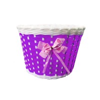 Cesta Bicicleta 16 Infantil Plastica Lacinho Violeta Branco