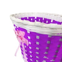 Cesta Bicicleta 16 Infantil Plastica Lacinho Violeta Branco