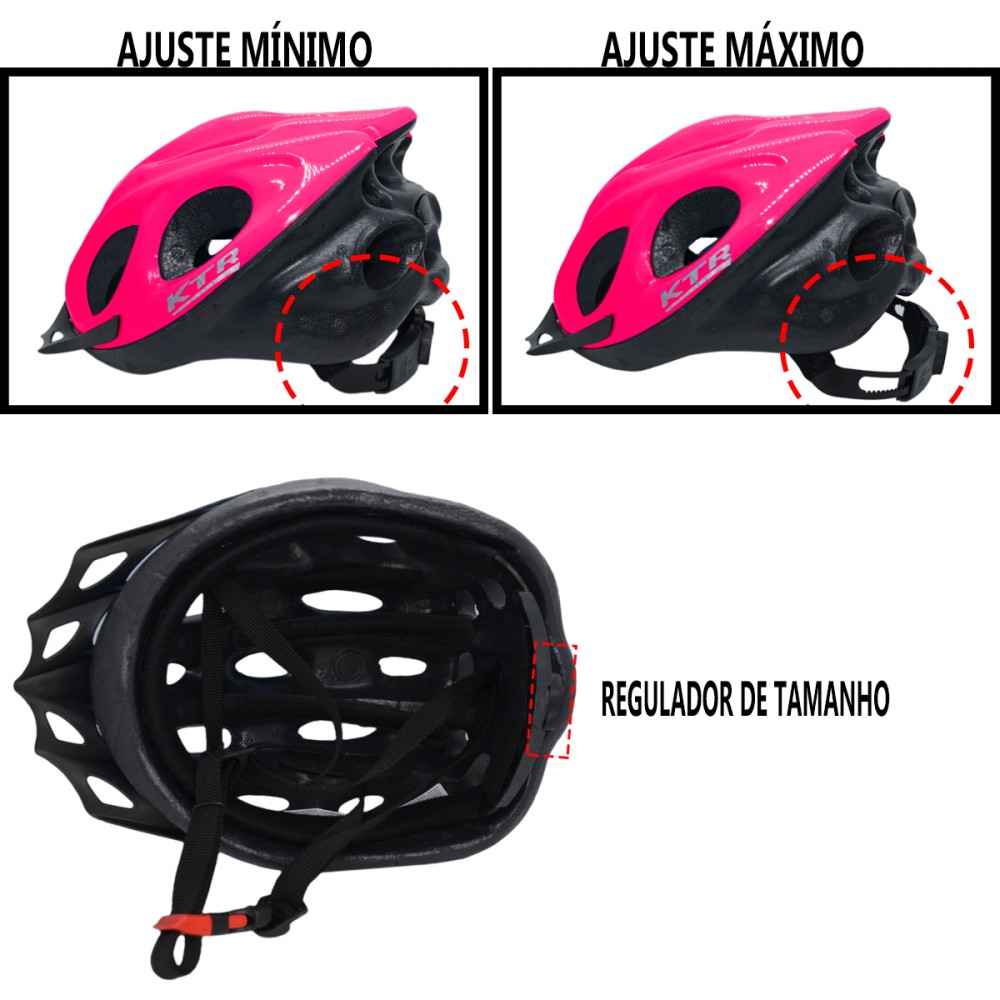 Capacete Ciclismo Bike MTB/SPEED Adulto Flash Rosa C/ Ajuste Capacete Ciclismo Bike MTB/SPEED Adulto Flash Rosa C/ Ajuste