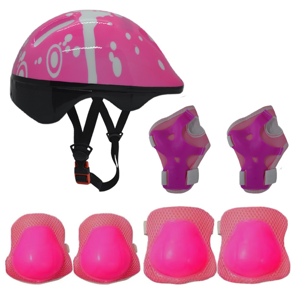 Kit Proteção Infantil Capacete+Joelheira+Cotoveleira -Rosa