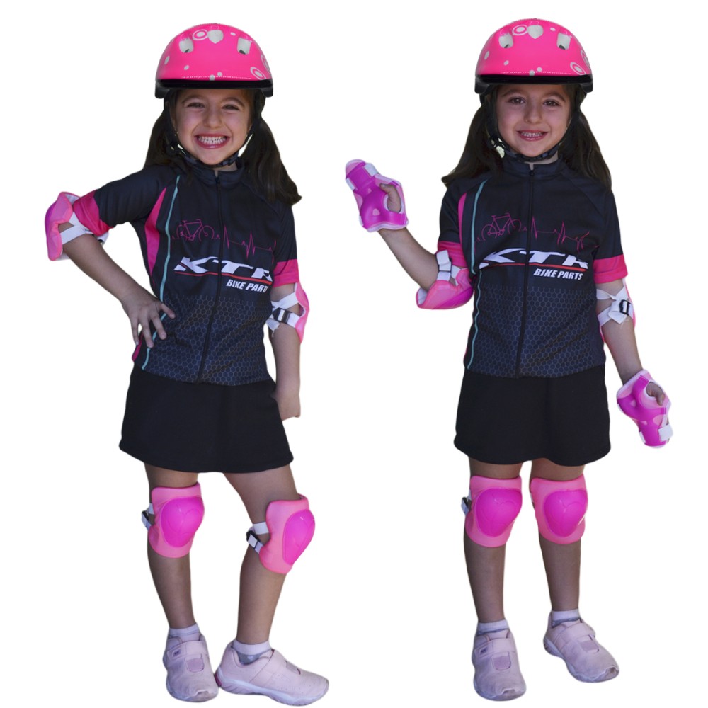 Kit Proteção Infantil Capacete+Joelheira+Cotoveleira -Rosa Kit Proteção Infantil Capacete+Joelheira+Cotoveleira -Rosa