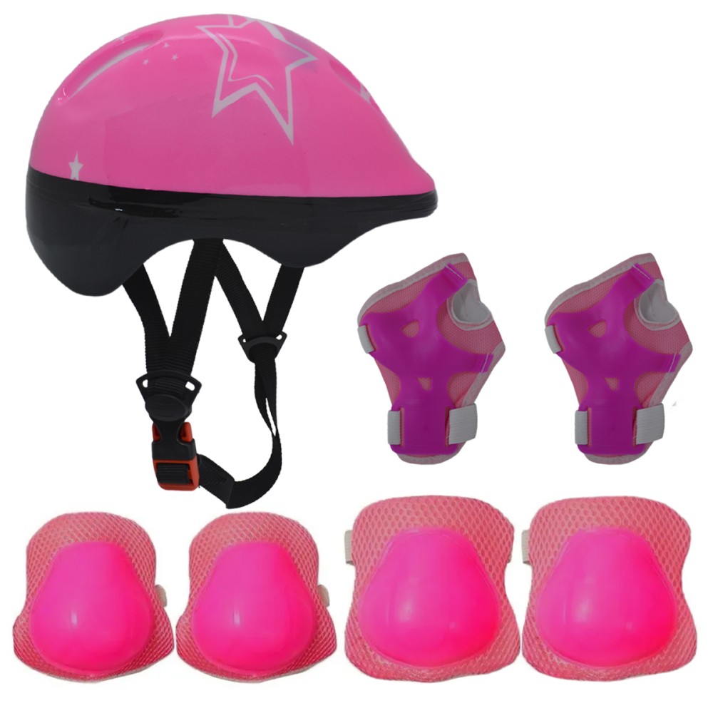 Kit Proteção Infantil Capacete+Joelheira+Cotoveleira -Pink