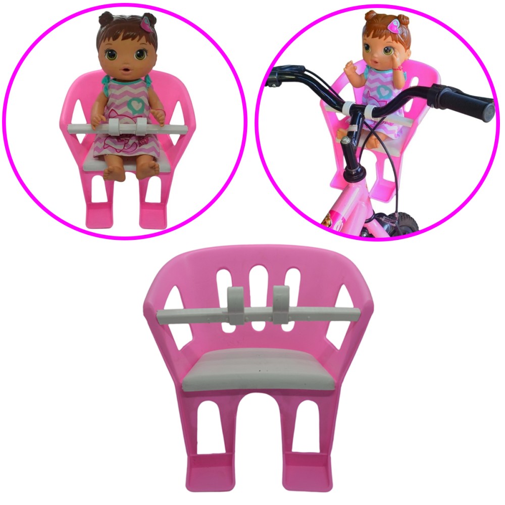 Cadeirinha Boneca Baby P/ Bicicleta Infantil Alive Rosa Bco