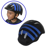 Kit Capacete Cotoveleira Joelheira Infantil Bike Listra Azul