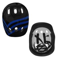Kit Capacete Cotoveleira Joelheira Infantil Bike Listra Azul