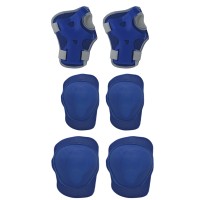Kit Capacete Cotoveleira Joelheira Infantil Bike Listra Azul