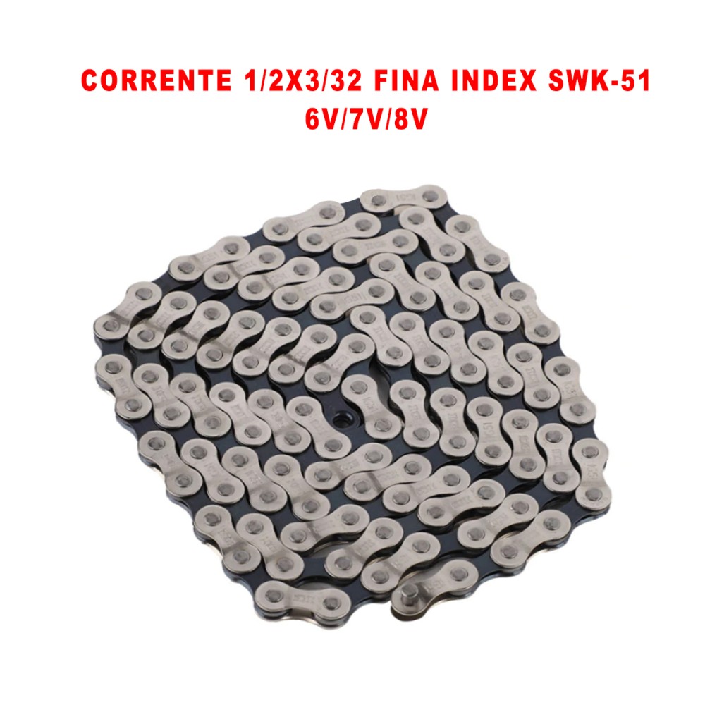 Corrente 1/2x3/32 Fina Index SWK-51 6v/7v/8v Cromada Corrente 1/2x3/32 Fina Index SWK-51 6v/7v/8v Cromada