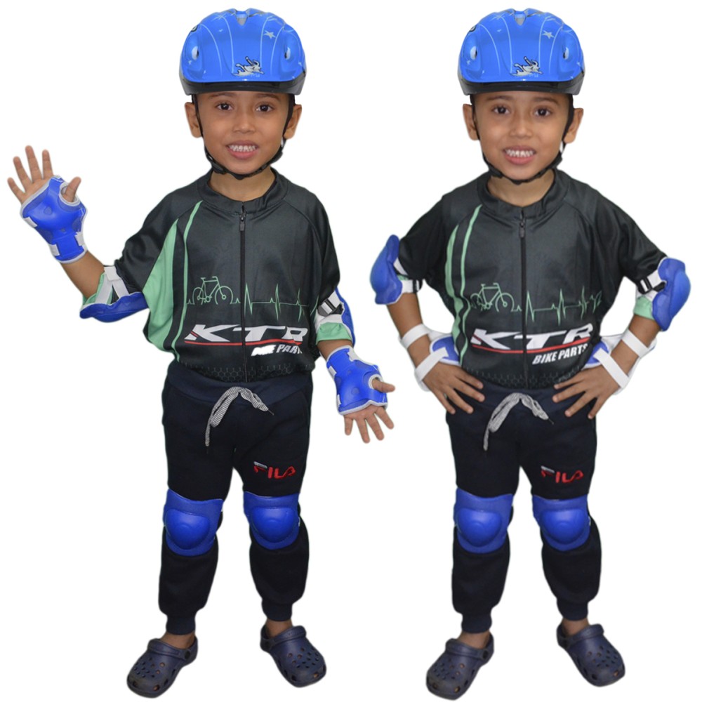 Kit Capacete Cotoveleira Joelheira Infantil Bike Azul Coelho Kit Capacete Cotoveleira Joelheira Infantil Bike Azul Coelho