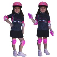 Kit Capacete Cotoveleira Joelheira Infantil Bike Rosa Coelho