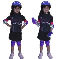 Kit Capacete Cotoveleira Joelheira Infantil Bike Skate Roxo